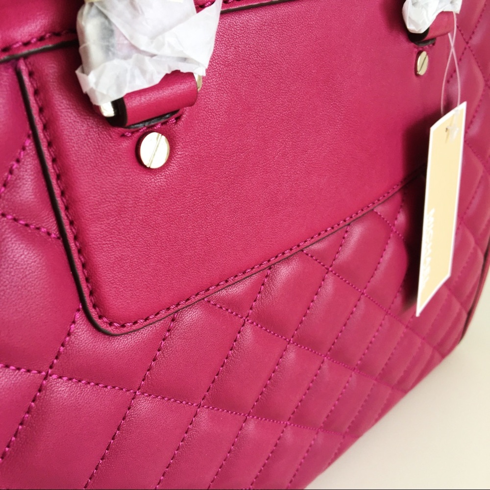 MICHAEL KORS Selma Zip Quilt Satchel Deep Pink - Picture 5 of 14